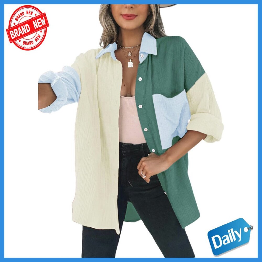 Long Sleeve Button Down Blouse Plus Size Lightwei… - image 1